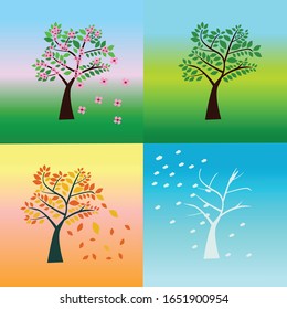 tree 4 season design background illustration vector