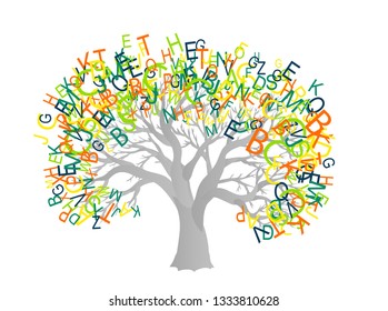 Tree, abc letters leaves, education