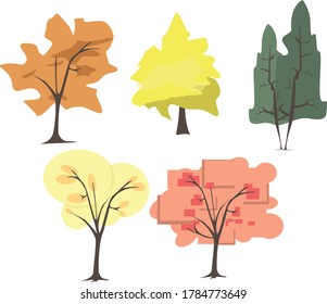 árbol Resumen de diseño plano para la temporada : primavera, verano