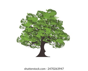 Tree with abstract green leaves vector illustration