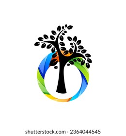 tree abstract icon logo design template