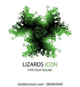 Tree abstract lizards logo icon. Abstract vector icon. Salamanders logo. Lizards logo isolated on white. Abstract design element. Logo design. Vector illustration. 