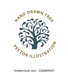 Tree. Tree abstract logo. Hand drawn tree abstract vector illustration.