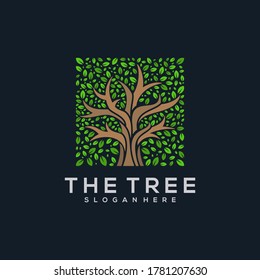 tree abstract logo with leaves forming a square
