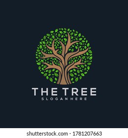 resumen del logotipo de círculo raíz y árbol