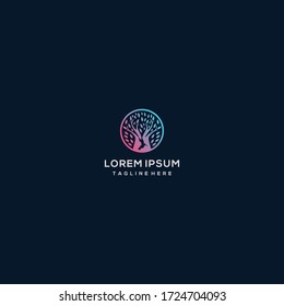 Diseño de la plantilla de logotipo de resumen de árbol en la ilustración de vectores y en el logotipo