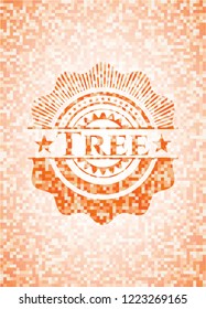 Tree abstract orange mosaic emblem