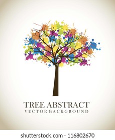 tree abstract over vintage background. vector illustration