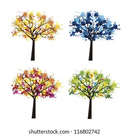 tree abstract over white background, weather. vector illustration