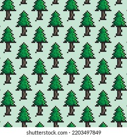 Tree Abstract pixel colorful vector illustration Seamless pattern on background fabric pattern design wallpaper.