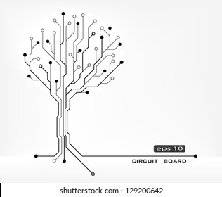 tree abstract shape circuit board vector background