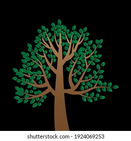 Tree in abstract style on black background. Nature art. Stock image. EPS 10.