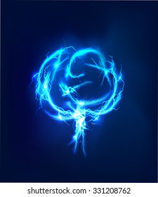 Tree. Abstract symbols collection made of Electric lighting effect.  