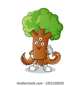 tree alien mascot vector cartoon illustration