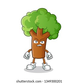 tree angry mascot vector cartoon illustration