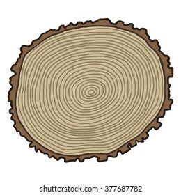 tree annual rings / cartoon vector and illustration, hand drawn style, isolated on white background.