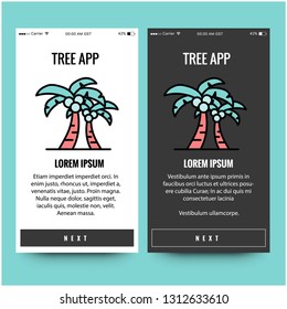 Tree App Interface Design with Palm Illustration