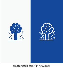 Tree, Apple, Apple Tree, Nature, Spring Line and Glyph Solid icon Blue banner Line and Glyph Solid icon Blue banner. Vector Icon Template background