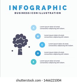 Tree, Apple, Apple Tree, Nature, Spring Solid Icon Infographics 5 Steps Presentation Background. Vector Icon Template background