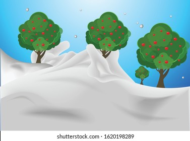 Tree with apples on milk from a squirt