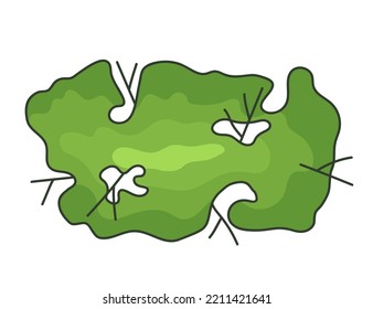Tree for architectural floor plans. Entourage design. Various trees, bushes, and shrubs, top view for the landscape design plan. Vector illustration.