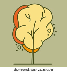 Tree for architectural plans. Entourage design. Various trees, bushes, and shrubs, frontal view for the landscape design plan. Vector illustration.