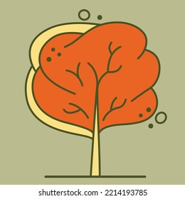 Tree for architectural plans. Entourage design. Various trees, bushes, and shrubs, frontal view for the landscape design plan. Vector illustration.