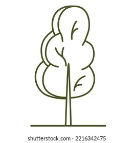Tree for architectural plans. Entourage design. Various trees, bushes, and shrubs, frontal view for the landscape design plan. Vector illustration.