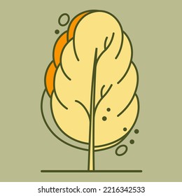 Tree for architectural plans. Entourage design. Various trees, bushes, and shrubs, frontal view for the landscape design plan. Vector illustration.