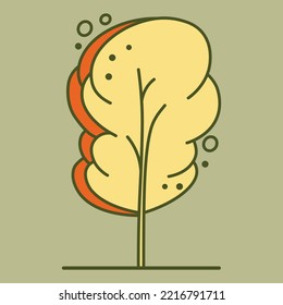 Tree for architectural plans. Entourage design. Various trees, bushes, and shrubs, frontal view for the landscape design plan. Vector illustration.