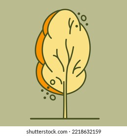 Tree for architectural plans. Entourage design. Various trees, bushes, and shrubs, frontal view for the landscape design plan. Vector illustration.