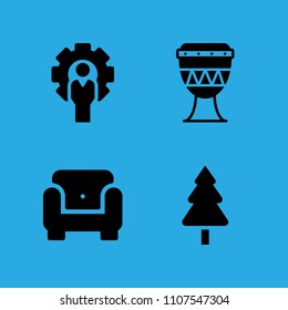 tree, armchair, drum and manager icons vector in sample icon set for web and graphic design