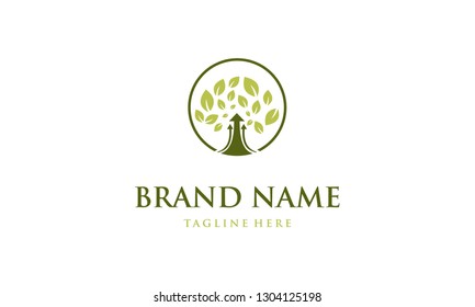 Tree Up Arrow Abstract Nature Creative Business Modern Logo