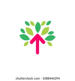 Tree arrow line vector icon with Flat Design Style