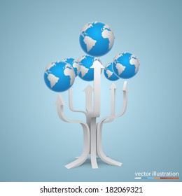 Tree with arrows earth. Vector