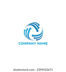 Tree arrows go round. Modern circle form icon on blue. exchange, money transfer, recycle symbol, renew energy, web reload, change concept, refresh process, switch logo