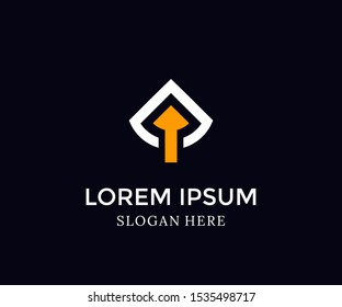 Tree arrows up logo. Isolated on black background. Vector Illustration. Abstract letter vector for web icon, Simple logo and element design. Initiall icons for company, logo brand business.