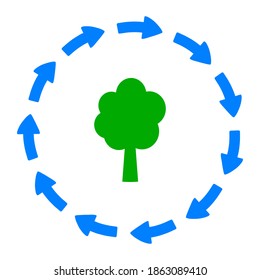 Tree and arrows on white