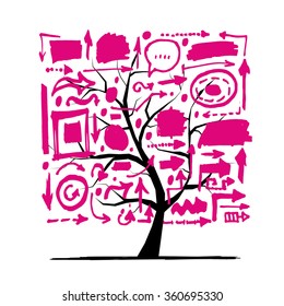 Tree with arrows, sketch for your design