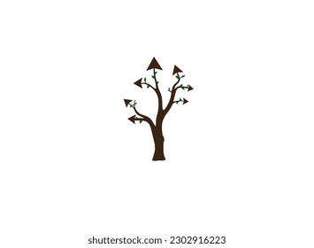 Baum mit Pfeilen symbolisiert Wachstum, Vorwärtsbewegung, Pfeil Tree Symbol Logo Konzept Vektorgrafik Design Nachhaltigkeit, Zukunft, neue Richtung.