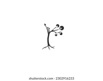Tree with Arrows symbolizing growth, forward movement, arrow Tree icon logo concept vector illustration design sustainability, future, new direction.
