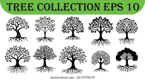 tree art silhouette vector art white background.
