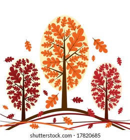 Tree autumn background, vector illustration