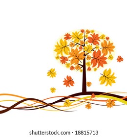 Tree autumn background, vector illustration