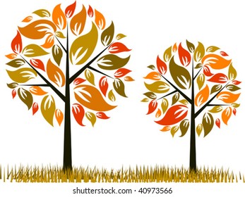 Tree autumn background, vector illustration