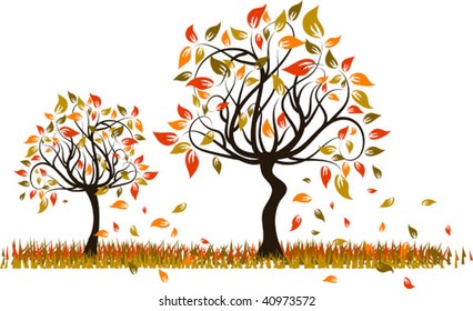 Tree autumn background, vector illustration