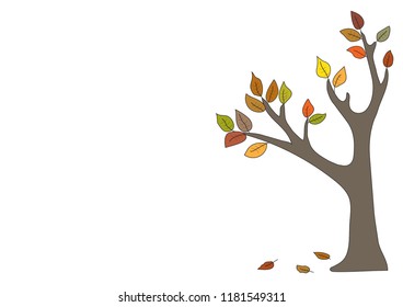 Tree in autumn, cartoon. ( vector )