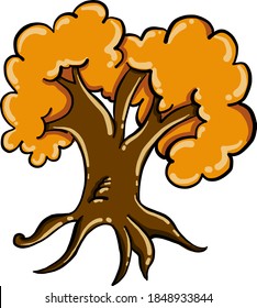 Tree in autumn, illustration, vector on white background