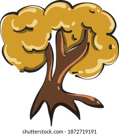 Árbol en otoño, ilustración, vector sobre fondo blanco.