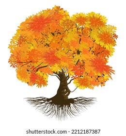 Baum auf Herbst-Vektorgrafik.Herbstbaum